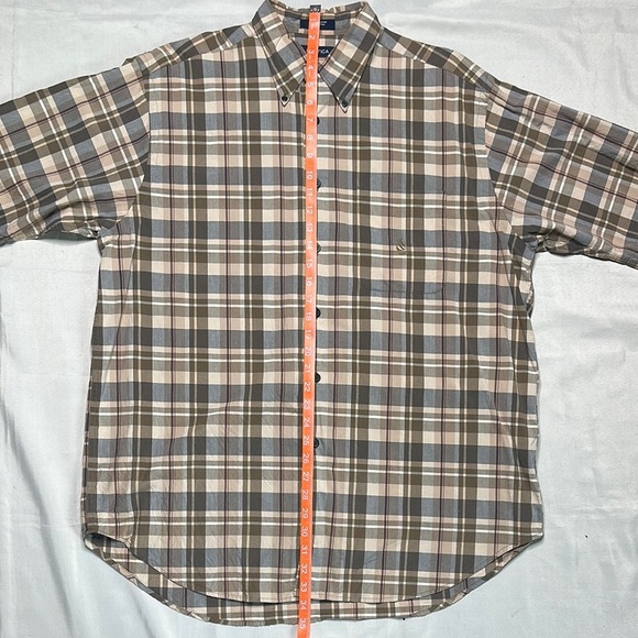 Nautica Beige and Brown Plaid Button Down Shirt - Picture 7 of 10